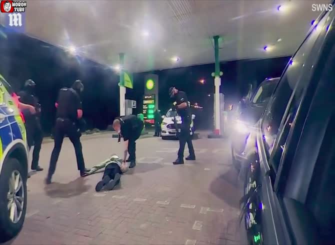 Video :An armed man&mdash;who turns out to be a rapper filming a music video&mdash;is apprehended by all of the city's police officers!